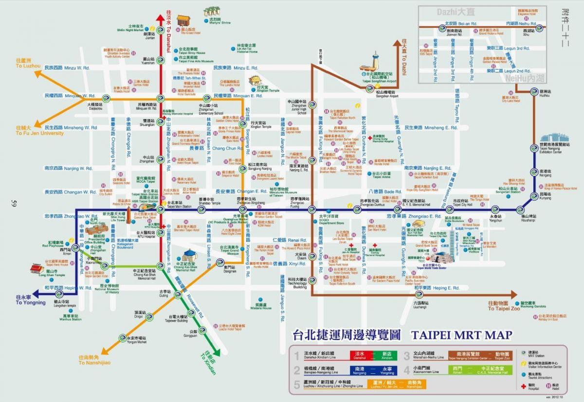Taipei metro kaart vaatamisväärsused