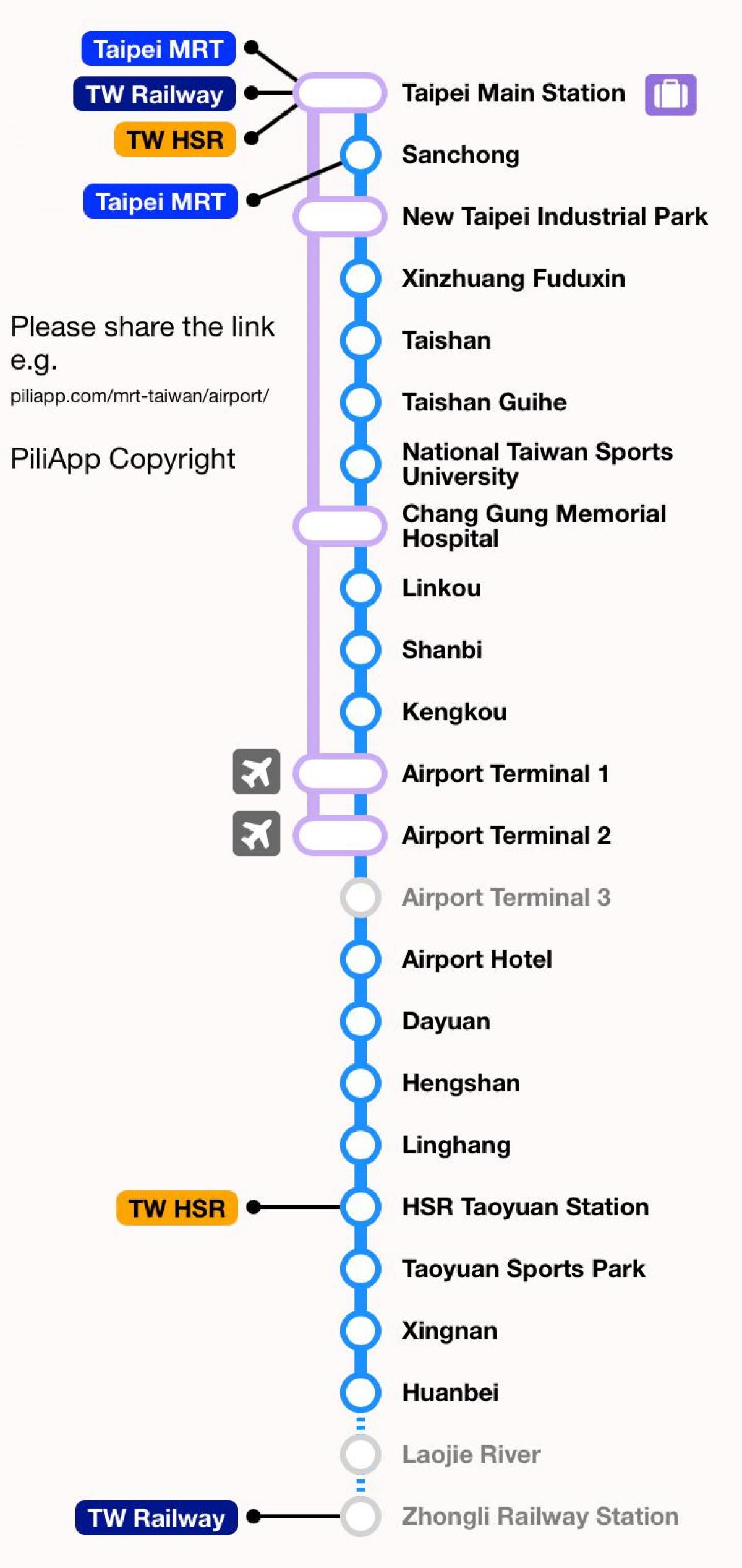Taipei mrt kaart taoyuan lennujaam