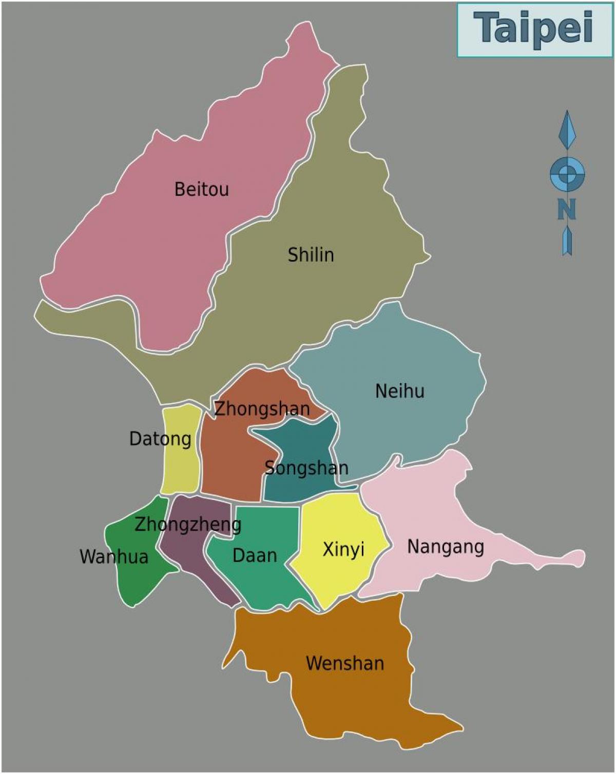 Taipei city district kaart