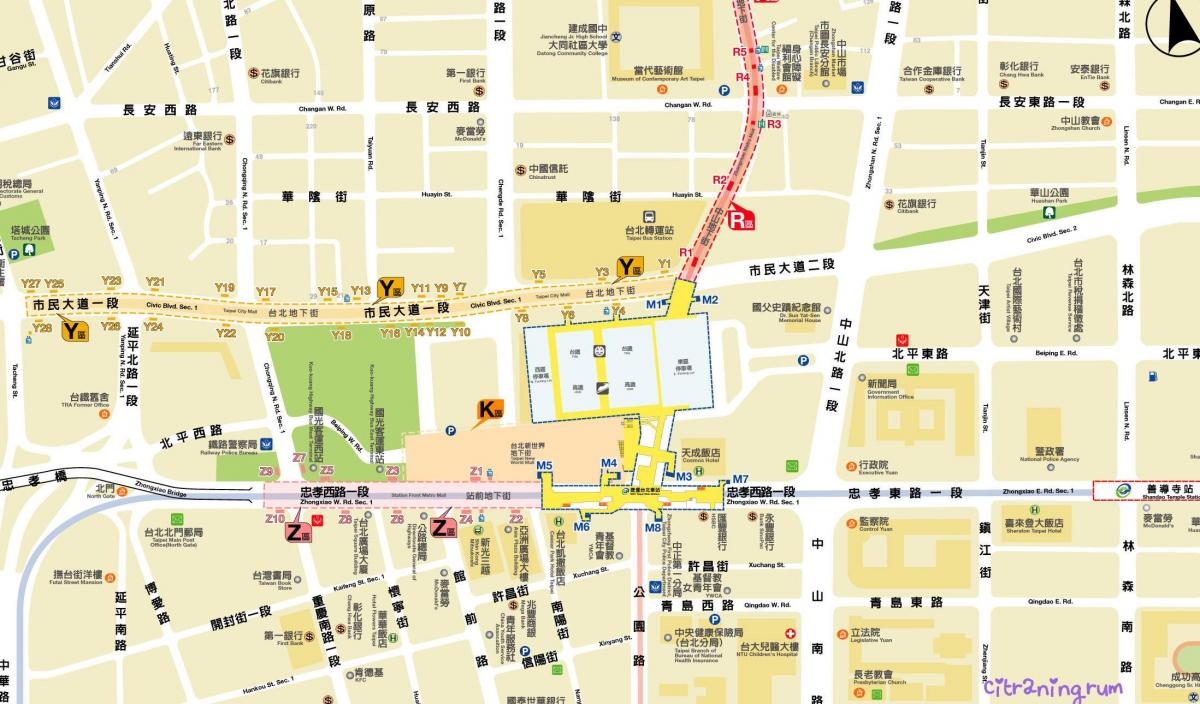 kaart Taipei maa-alune kaubanduskeskus
