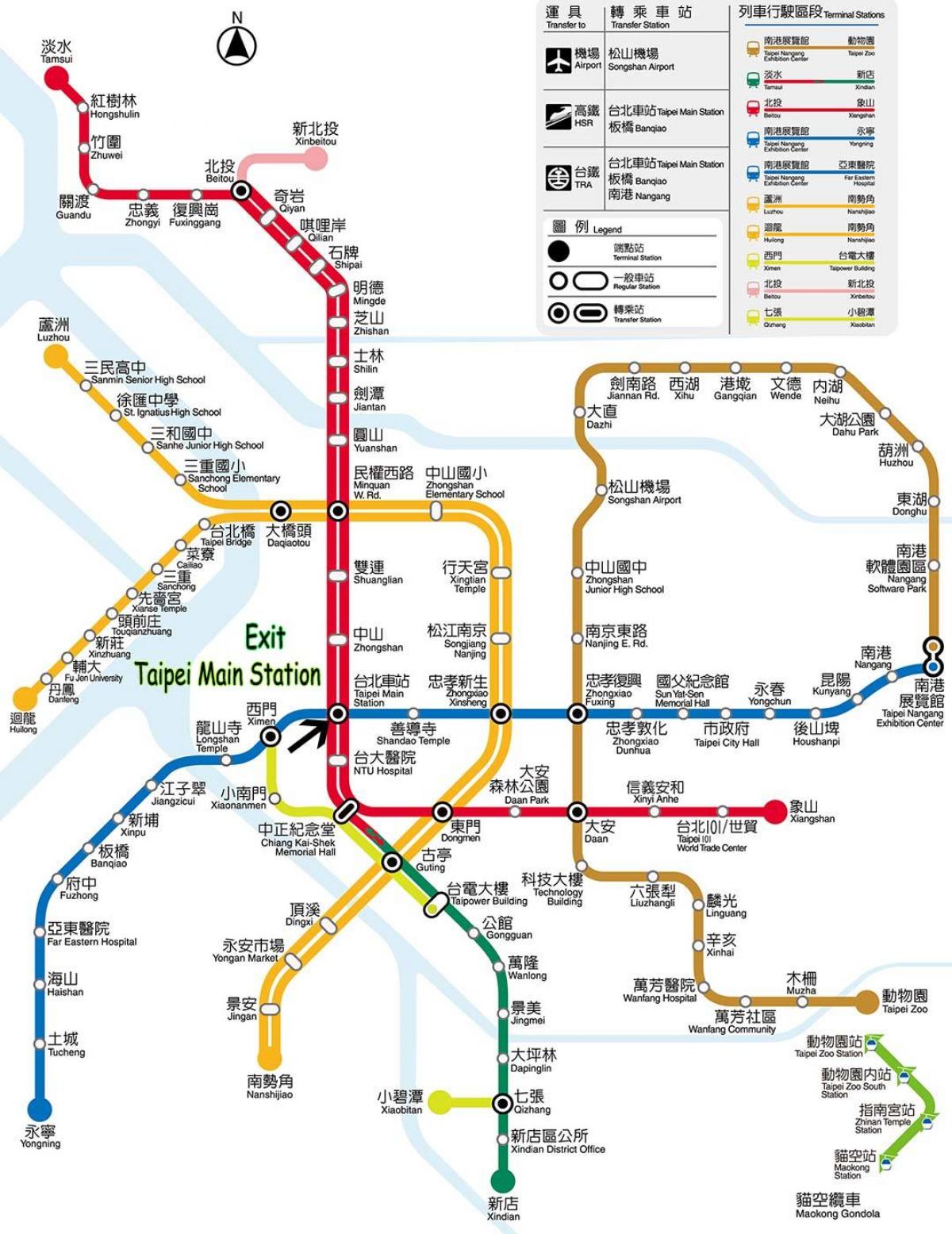 Taipei peamine raudteejaam kaart