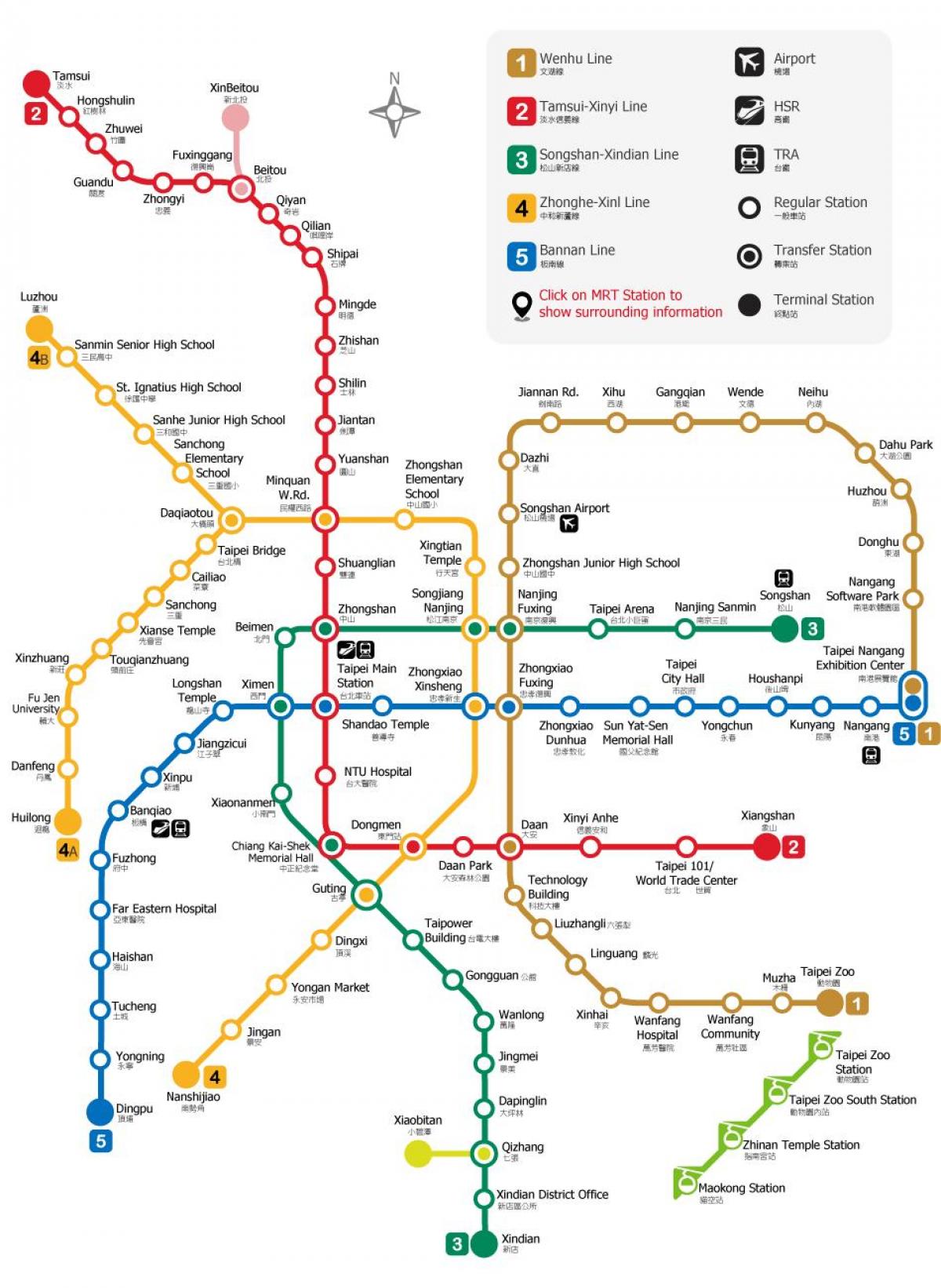 Taipei metro station kaart