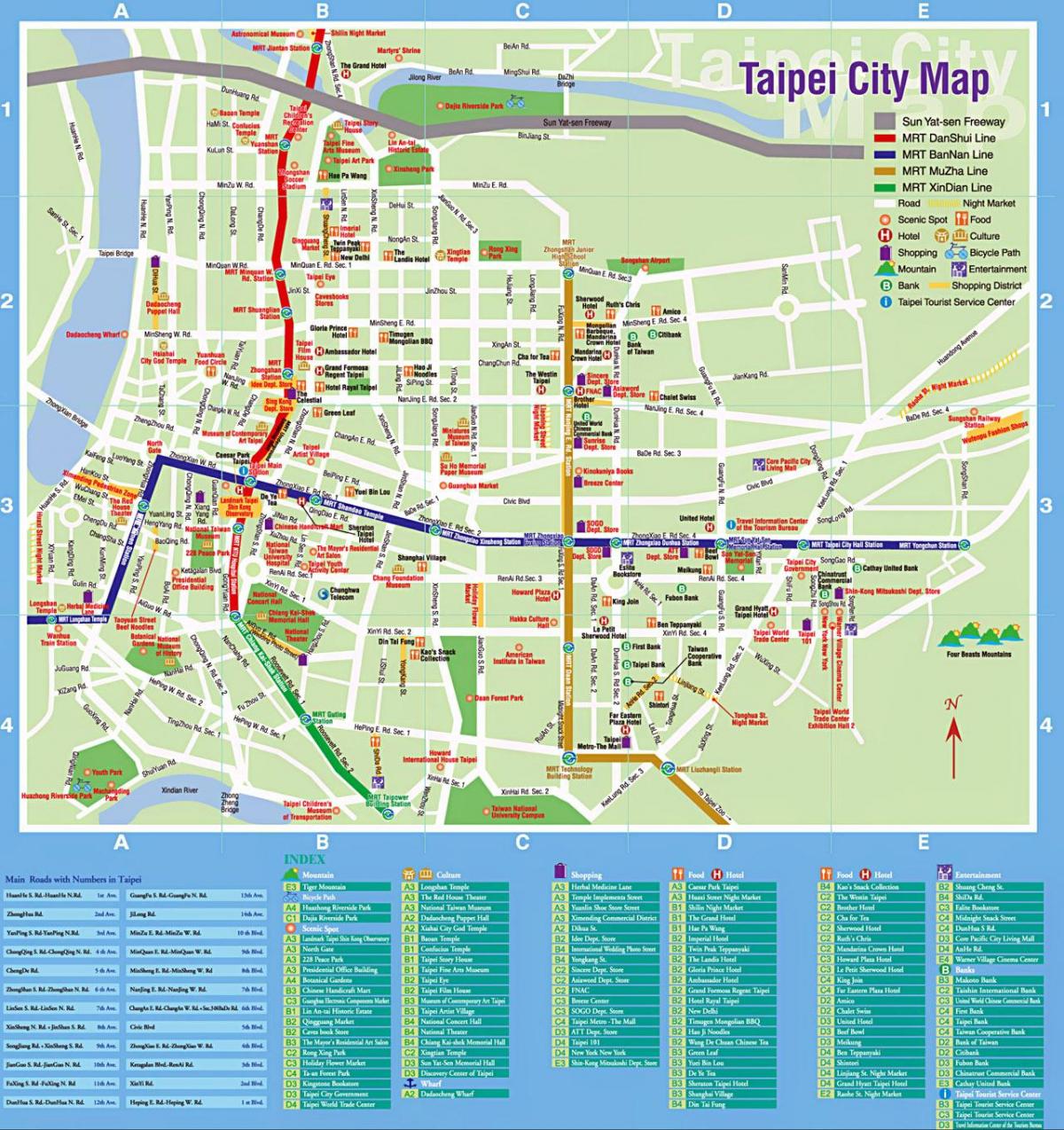 Taipei turistide laigud kaardil