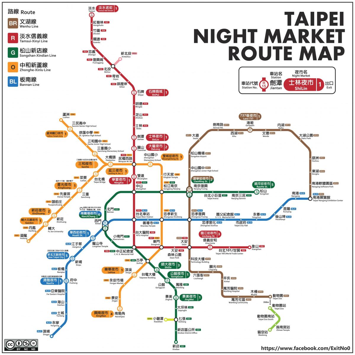 kaart Taipei õhtul turgudel